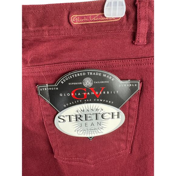Gloria Vanderbilt Amanda Stretch Jeans Petite 16 Burgundy Straight Leg NWT - Picture 9 of 11